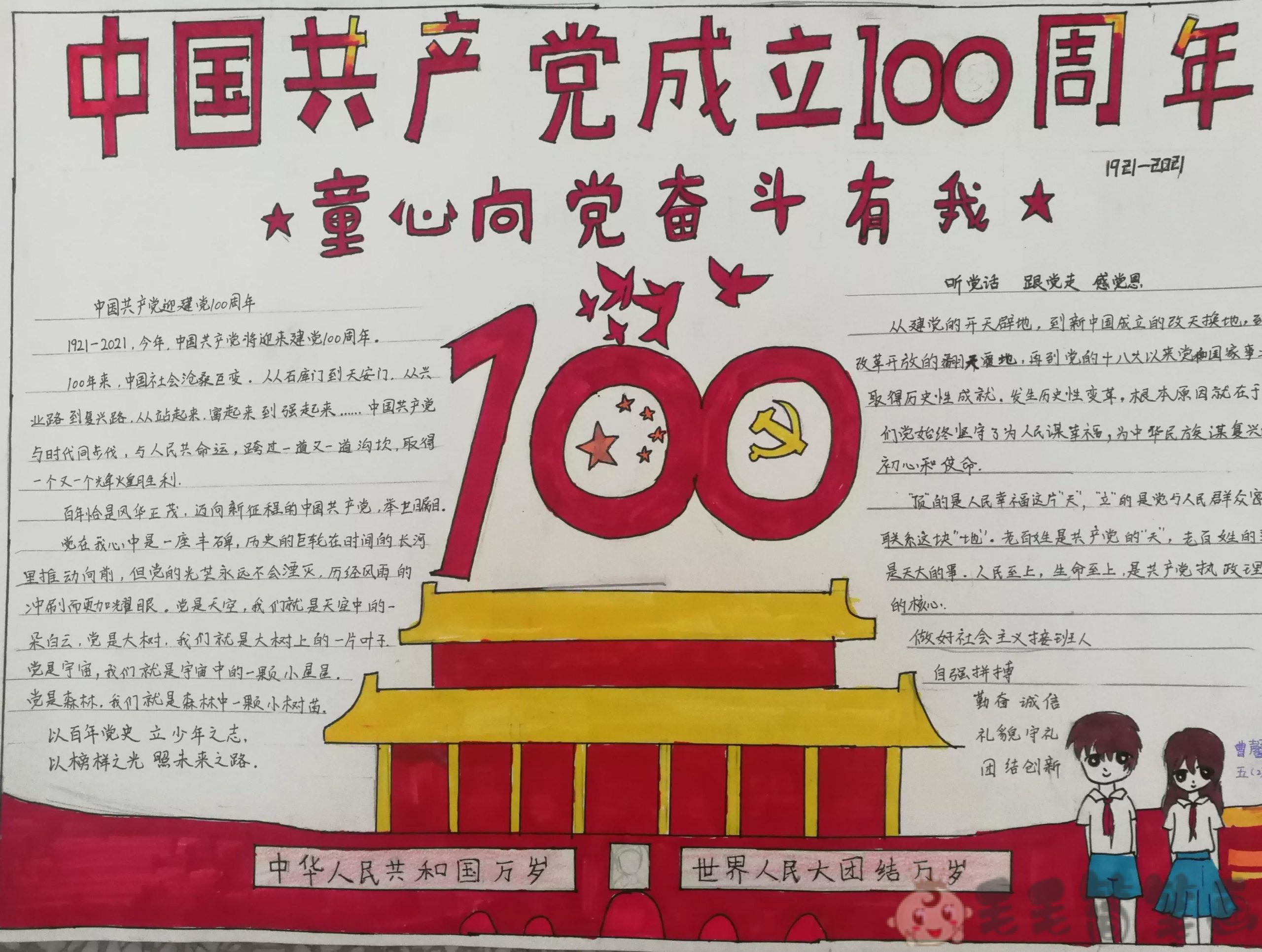 建党100年手抄报文字图片