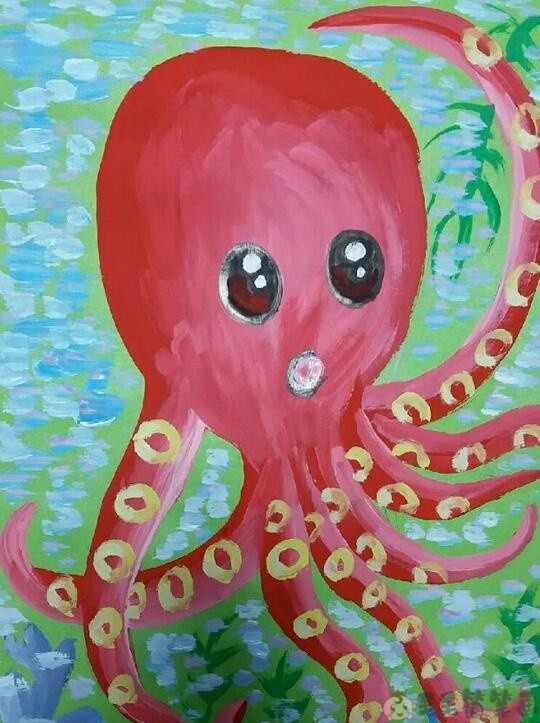 画画的花椰菜章鱼图片