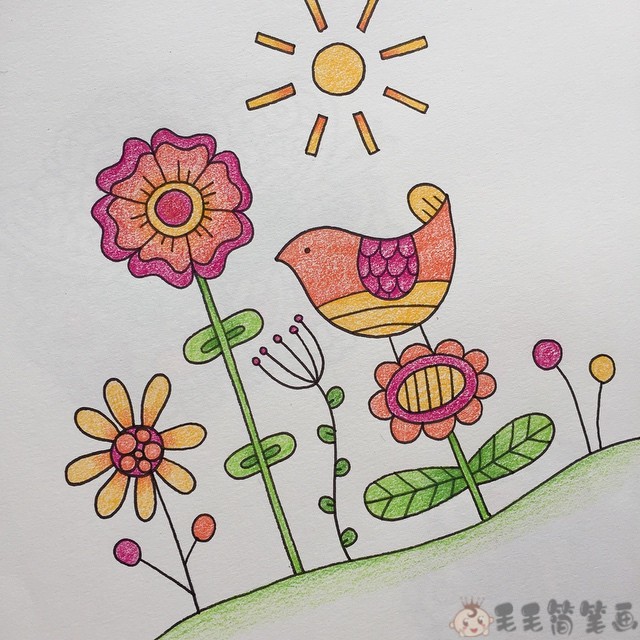 花儿朵朵怎么画四年级图片