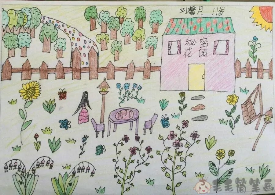 我心中的小花园儿童画图片