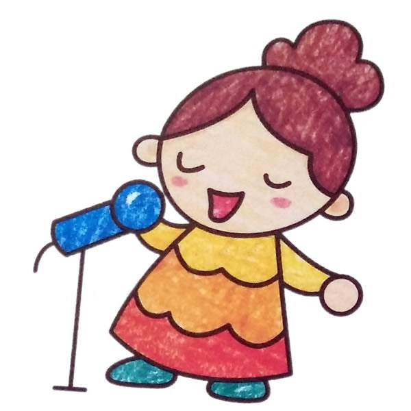 小女孩在唱歌简笔画图片