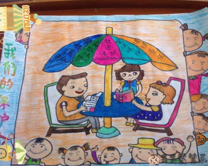 家校共育儿童画画图片
