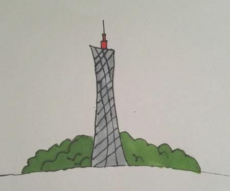广州塔怎么画简单好看步骤 中级简笔画教程