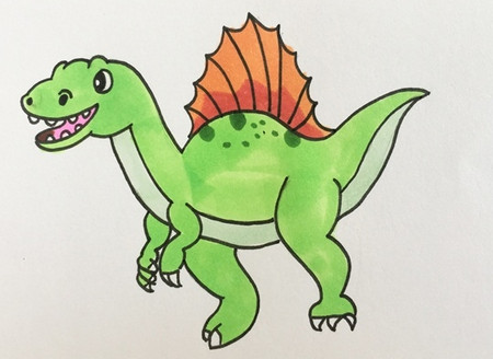 棘龙简笔画 恐龙的画法步骤 中级简笔画教程