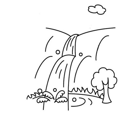 观庐山瀑布简笔画图片