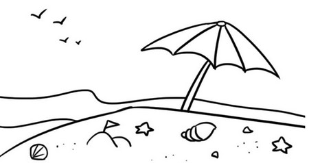 沙滩简笔画大海图片