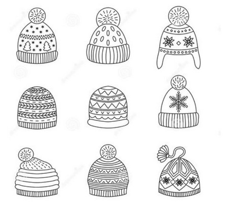 冬天的帽子简笔画可爱图片