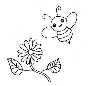 蜜蜂采蜜时的简笔画图片
