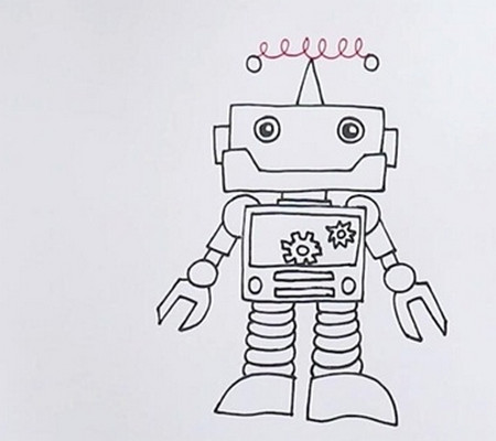 未来机器人简笔画画法图片